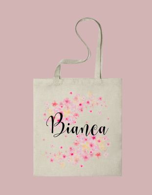 Tote bag Flores y nombre personalizable