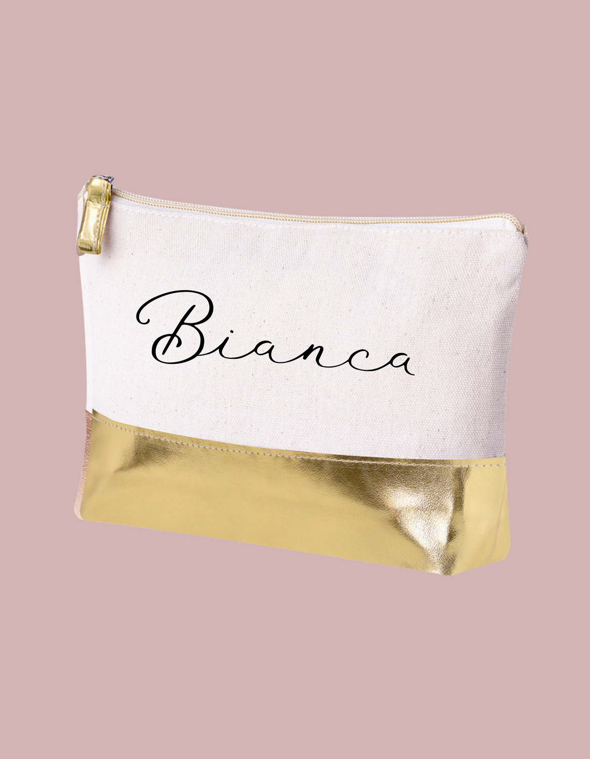 Makeup bag oro con nombre personalizable