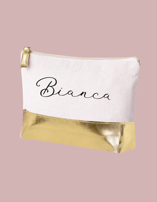 Makeup bag oro con nombre personalizable