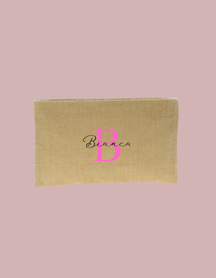 Makeup bag Yute con inicial y nombre personalizable