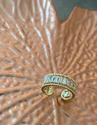 Anillo piedras brillos oro