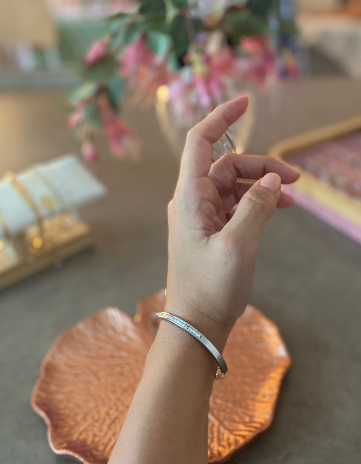 Pulsera brillos sencillo plata