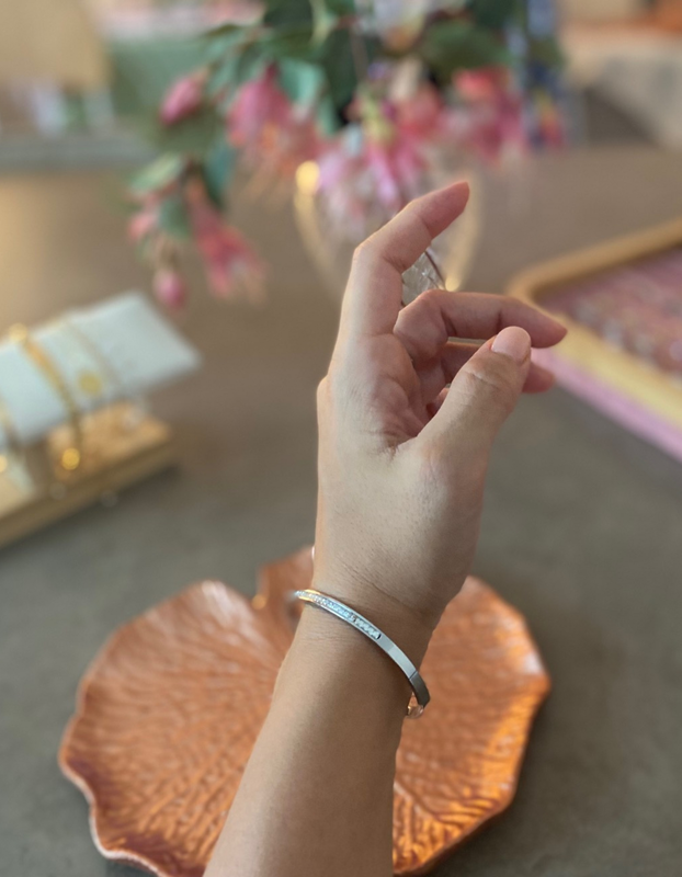 Pulsera brillos sencillo plata