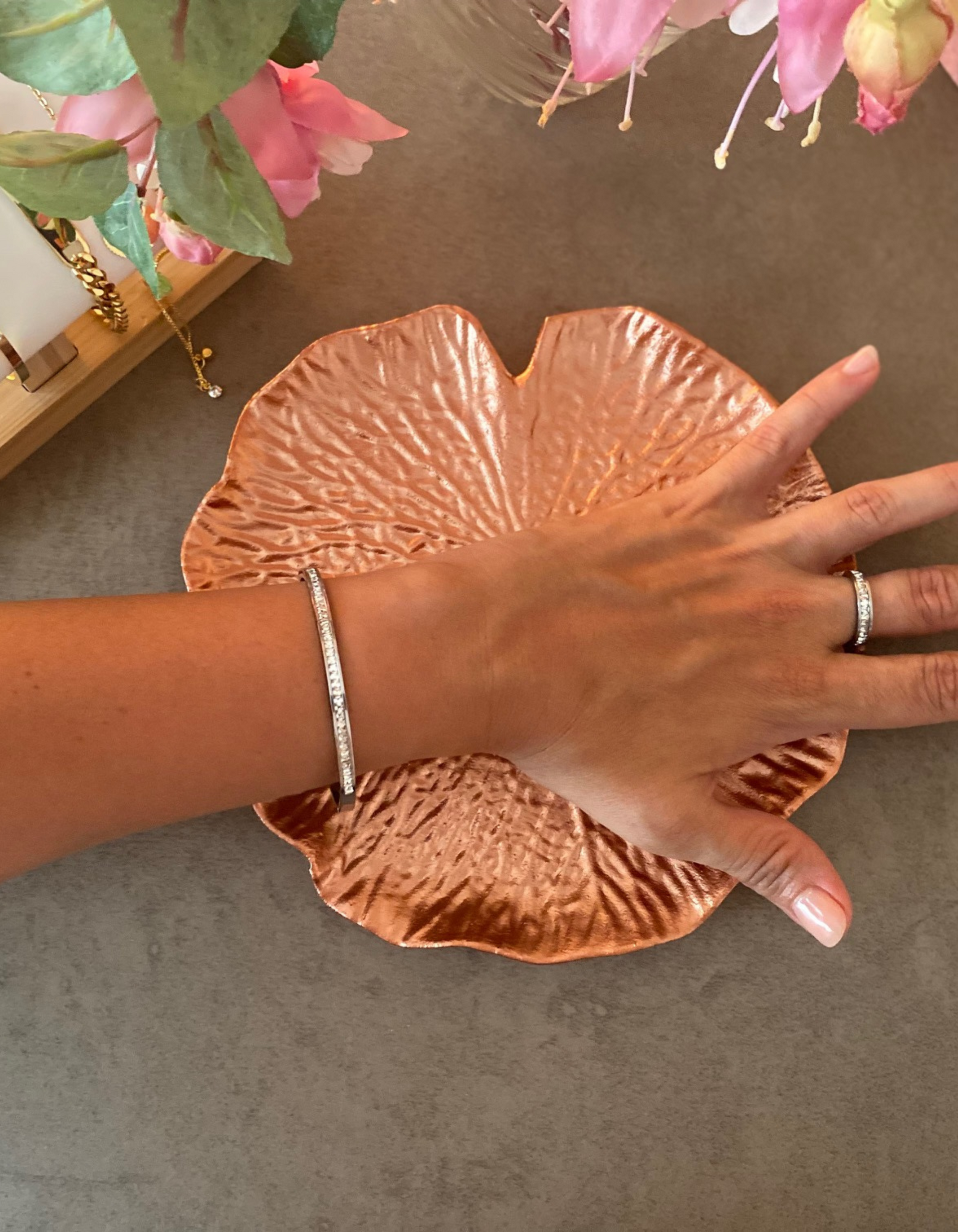 Pulsera brillos sencillo plata