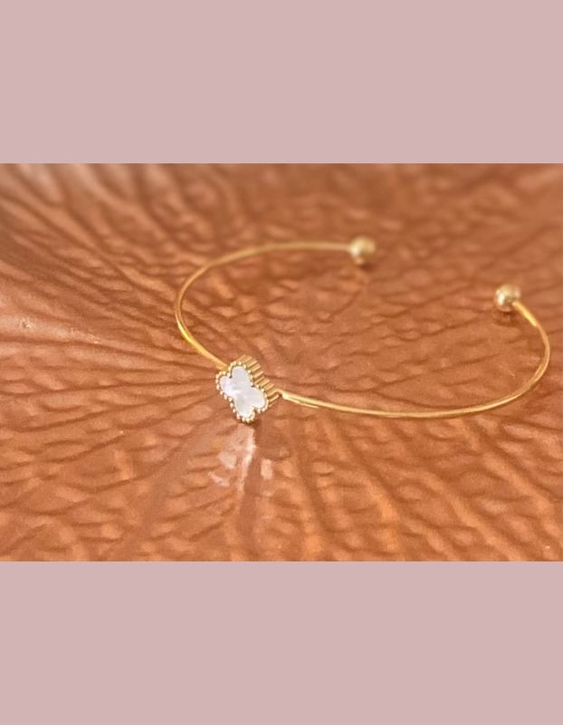 Pulsera flor blanco oro - idea de regalo especial