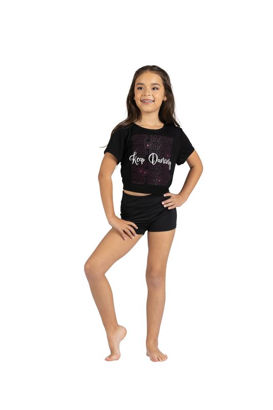 Danz N Motion Keep Dancing Tee Black  M Child 8-10
