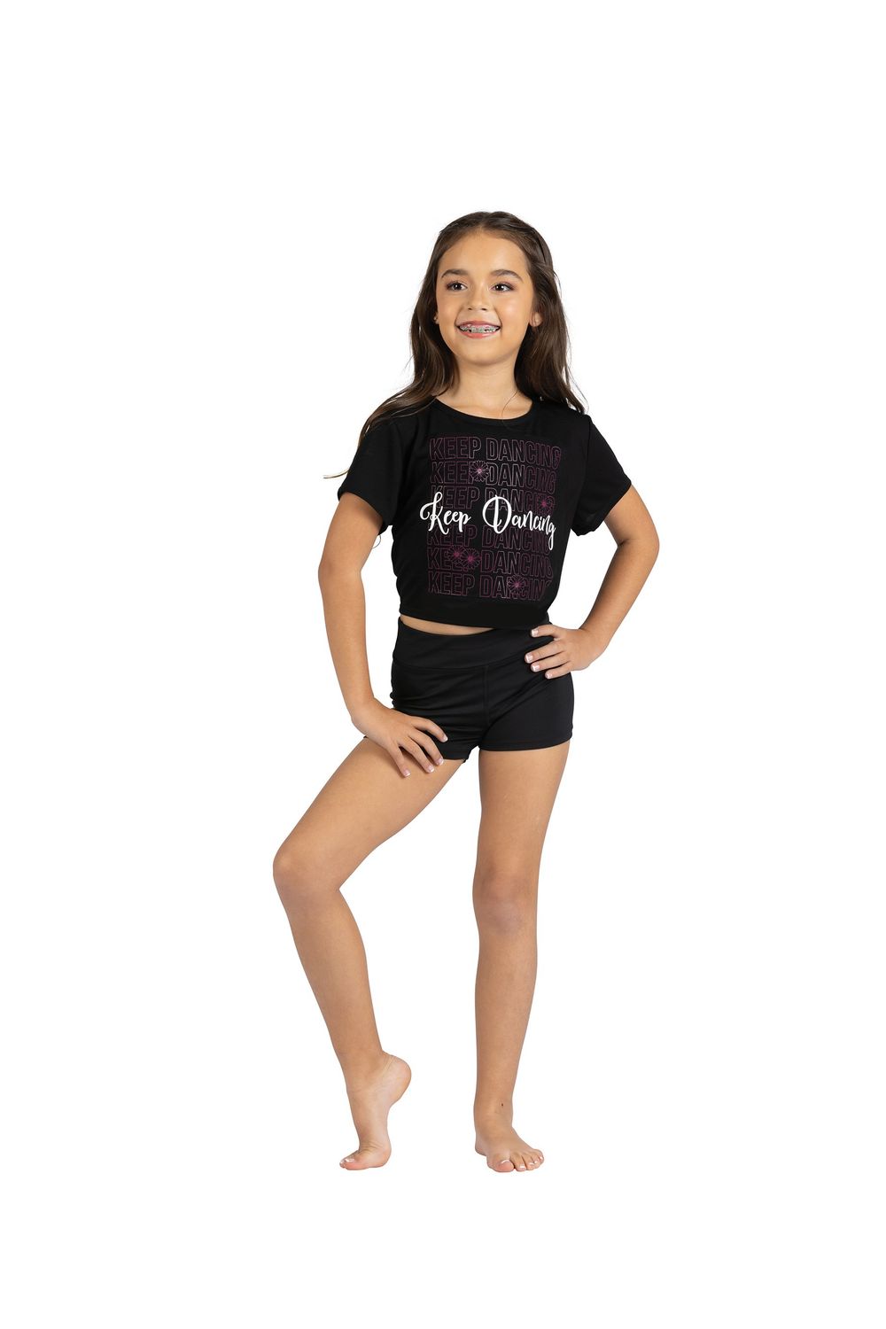 Danz N Motion Keep Dancing Tee Black  L Child 12-14
