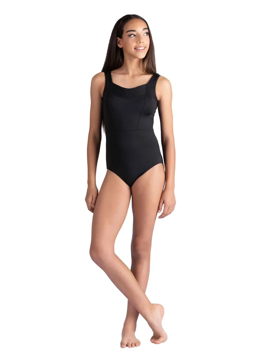 DanZnMotion Adult Tank Leotard With Pleating 26115A BLK - S