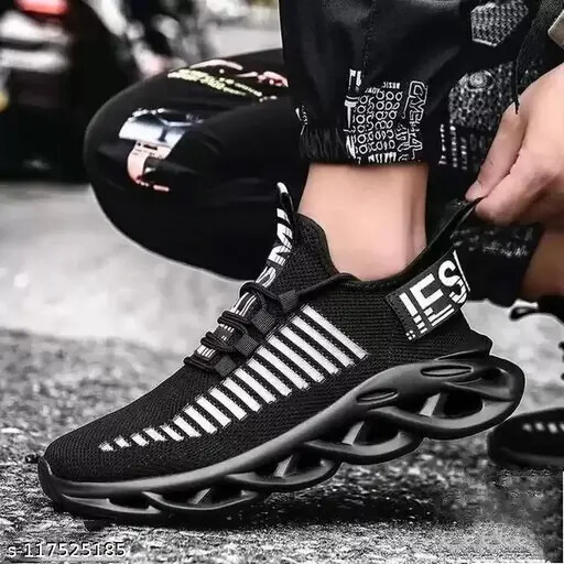 Black Printed Sneakers For Men