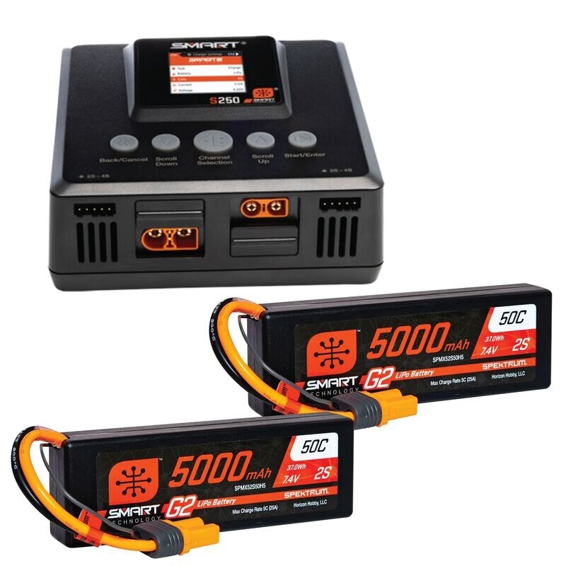 Smart Powerstage 4S Surface Bundle: (2) G2 5000mAh 2S LiPo IC5 &amp; S250 Charger
