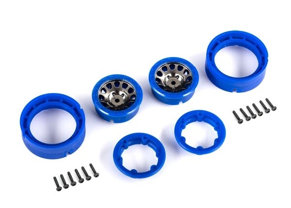 Wheels, 1.0&quot;, Method Race Wheels® 105 Beadlock (satin black chrome with blue beadlock) (2)
