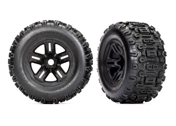 Tires &amp; wheels, assembled, glued (3.8&quot; black wheels, Sledgehammer® tires, foam inserts) (2)