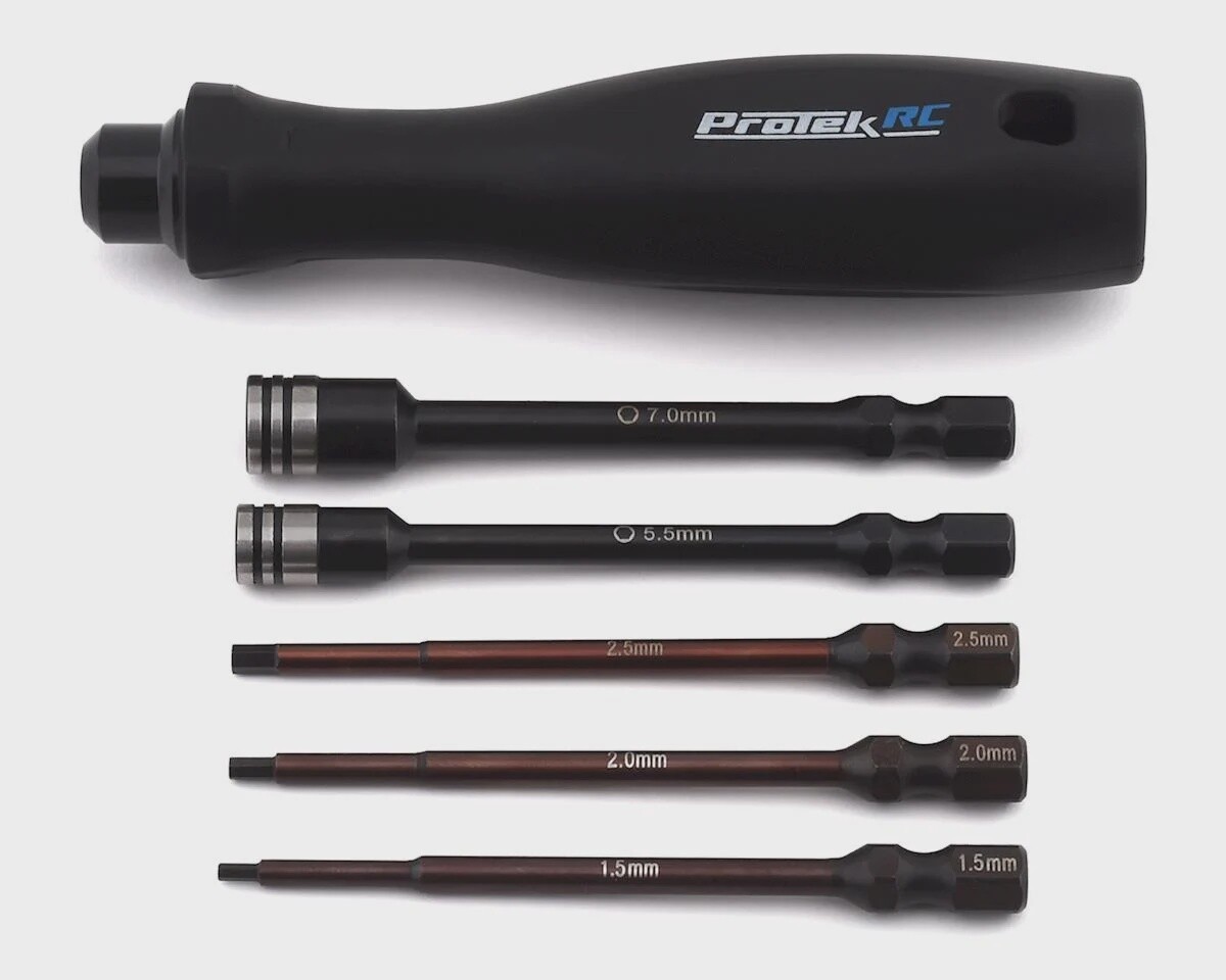 ProTek RC &quot;TruTorque&quot; 5-Piece 1/4&quot; Drive Hex &amp; Nut Driver Set (1.5, 2.0, 2.5mm Hex &amp; 5.5, 7mm Nut Driver)