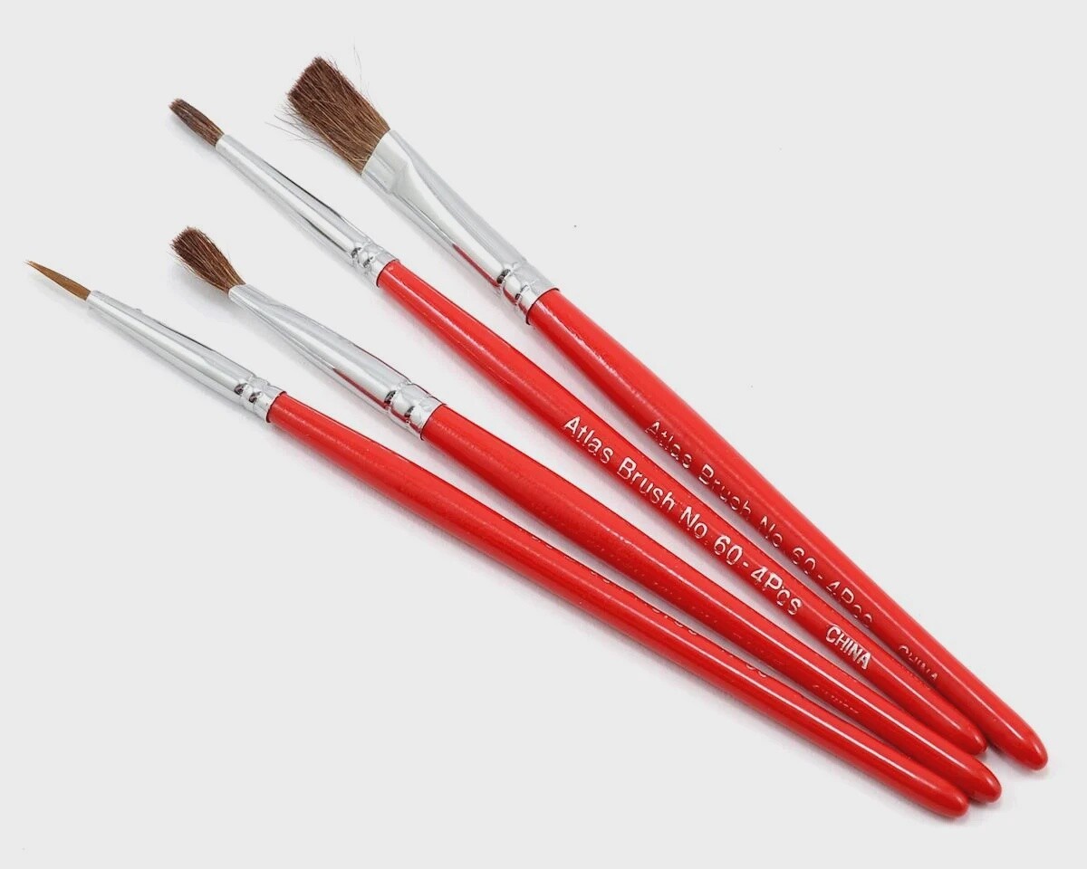 Atlas Brush Red Sable Round &amp; Flat Brush Set (4)
