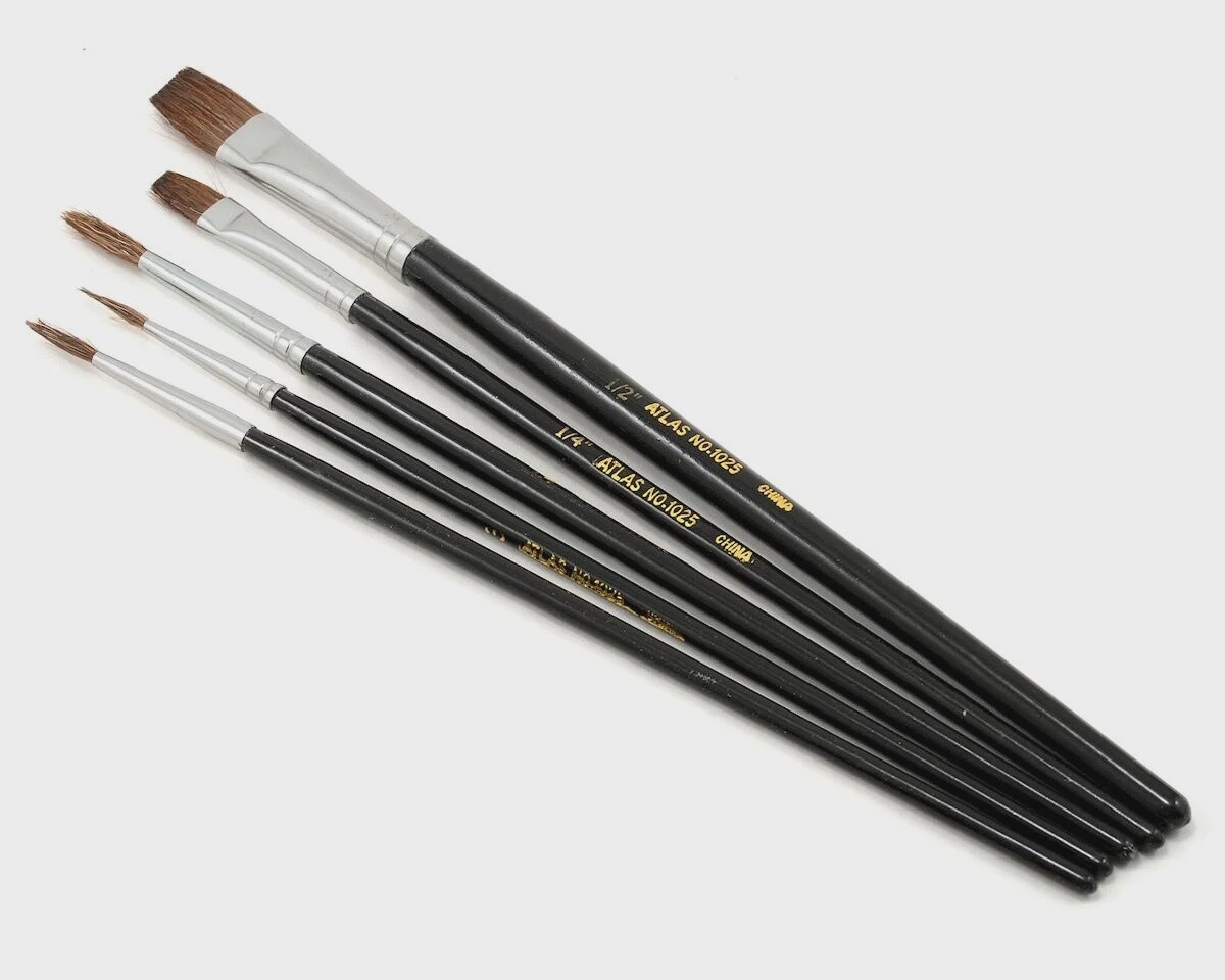 Atlas Brush Round &amp; Flat Camel Hair Brush Set (5)