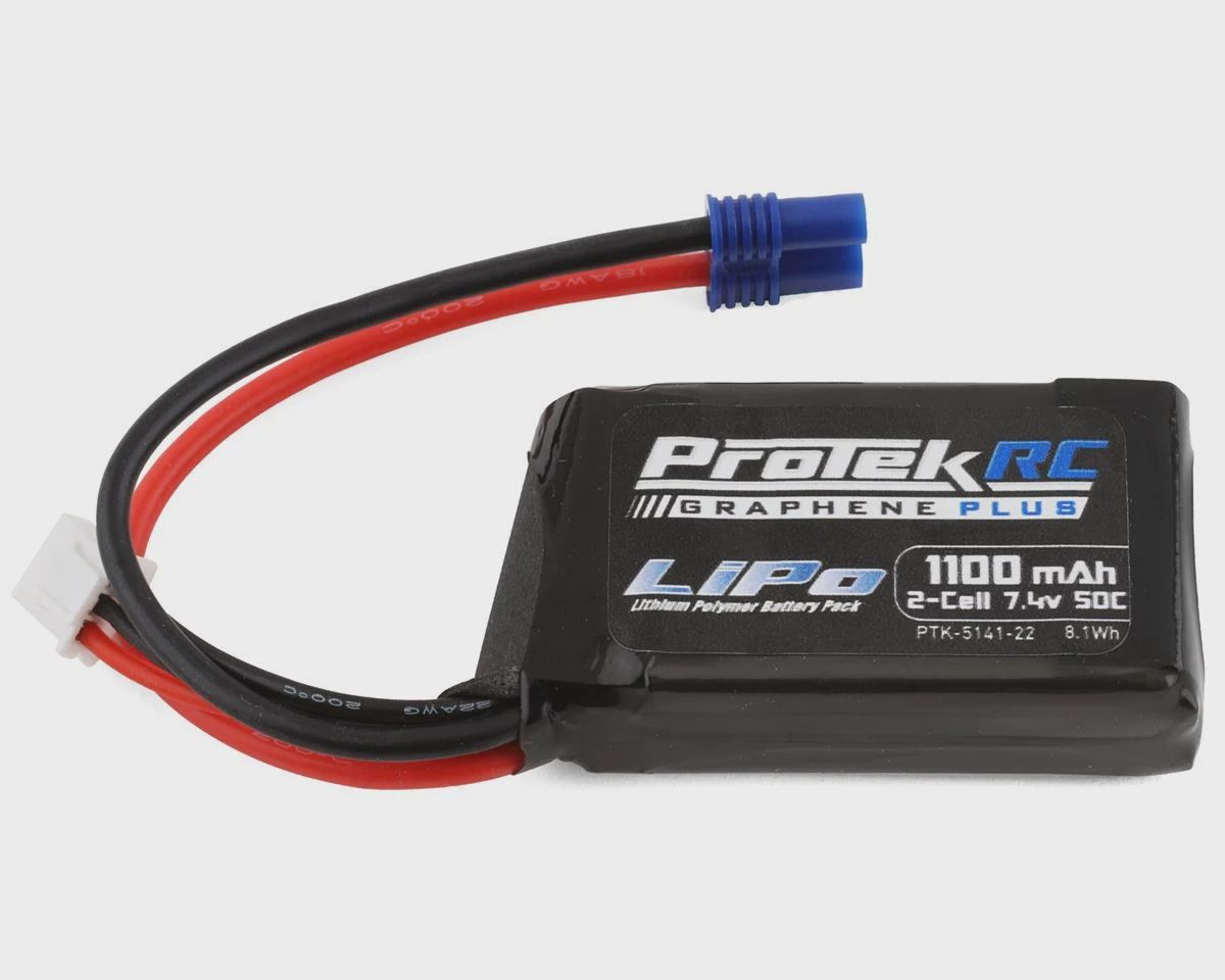 ProTek RC 2S 50C 1100mAh Losi Mini T/B &amp; JRX2 LiPo Battery w/EC2 Connector