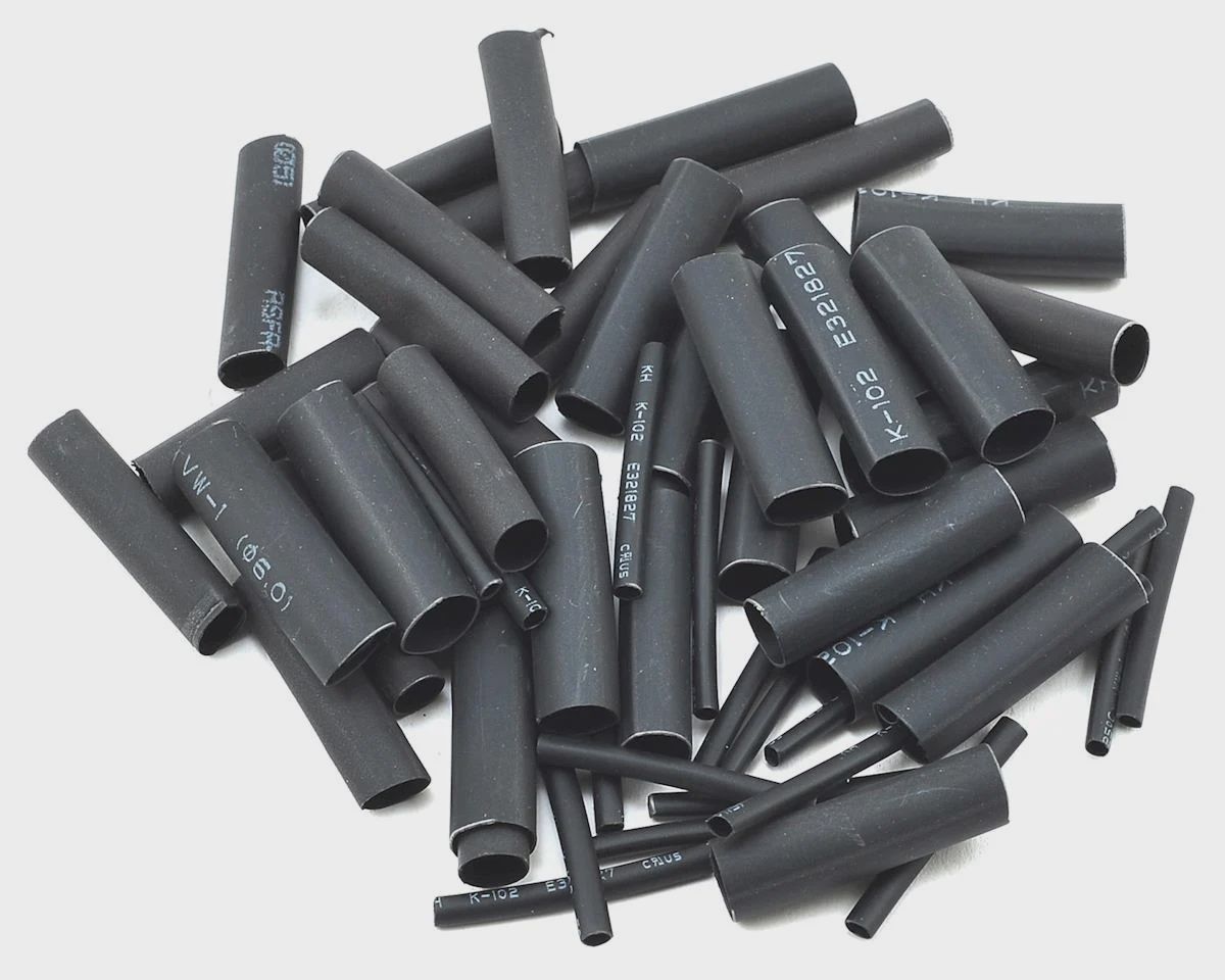 ProTek RC 1.5, 5, 6 &amp; 8mm Shrink Tubing Assortment Pack (Black) (20) (1&quot; Length)