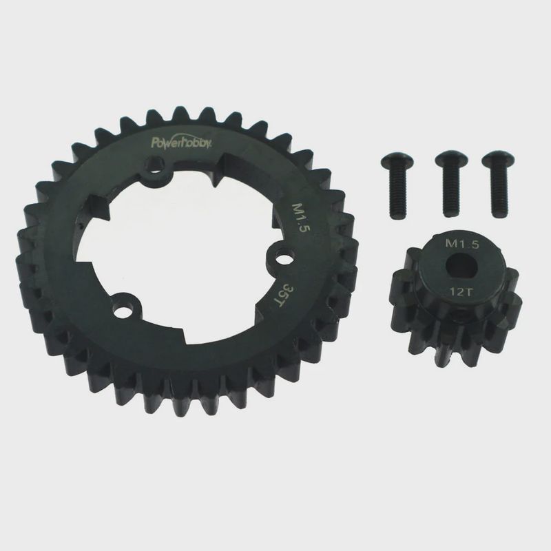 Powerhobby 35T 1.5MOD Steel Spur Gear + 12T Pinion FOR Traxxas X-MAXX
