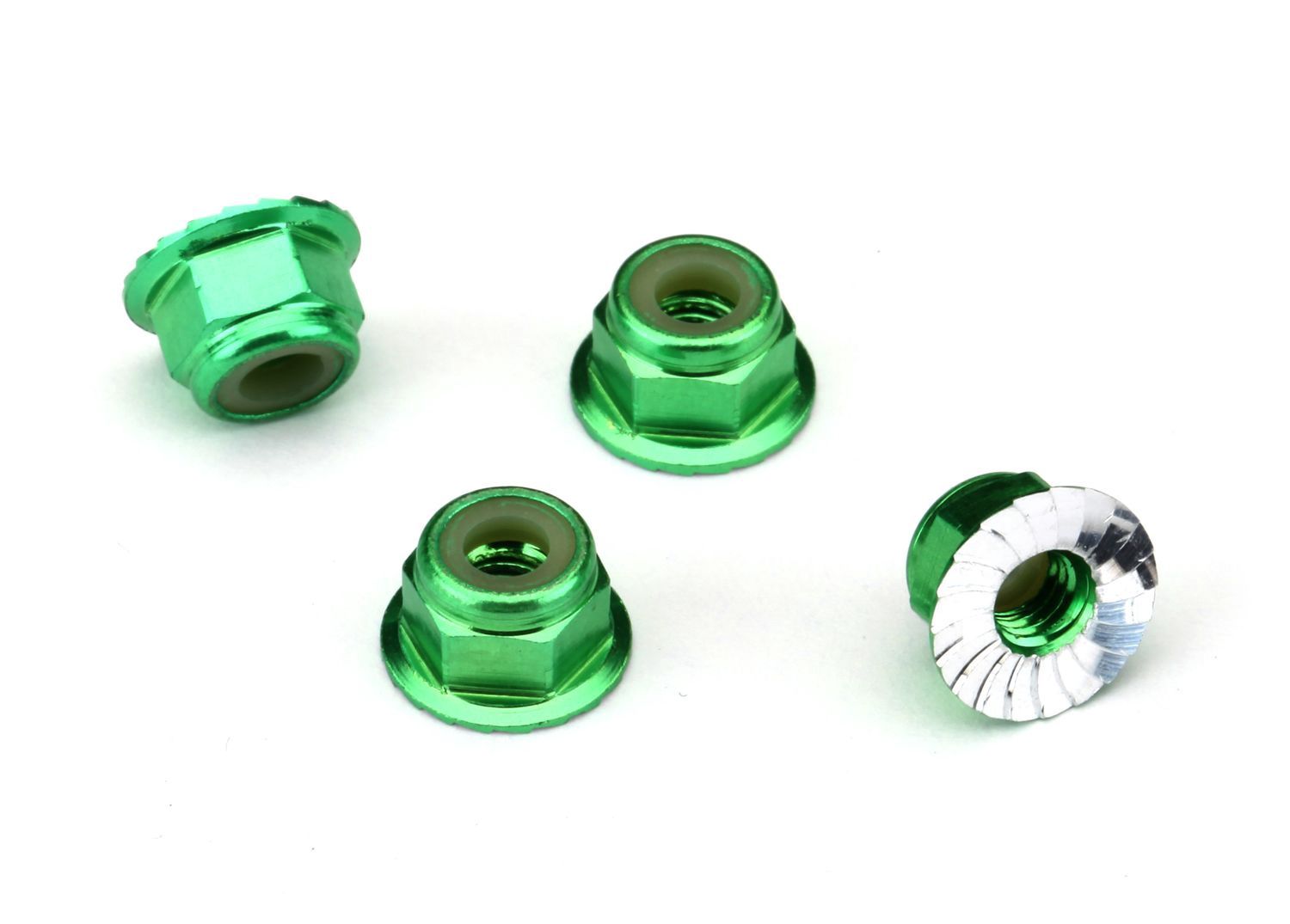 NUTS 4MM FLANGED LOCK GREEN