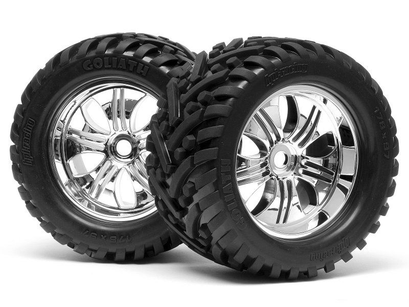Goliath Tires, Mounted on 178X97mm Tremor Wheels, Chrome, Savage X