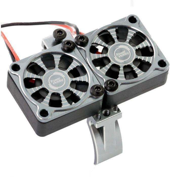 1/10 Aluminum Heatsink Mount 30mm Twin Turbo Cooling Fans, Gunmetal
