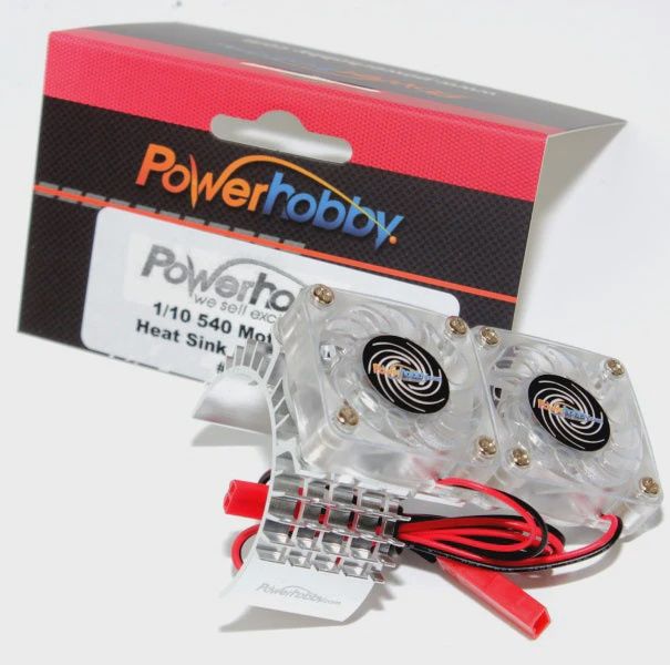 Powerhobby Aluminum Motor Heatsink Twin Dual Cooling Fan SILVER FOR Traxxas Slash 4x4
