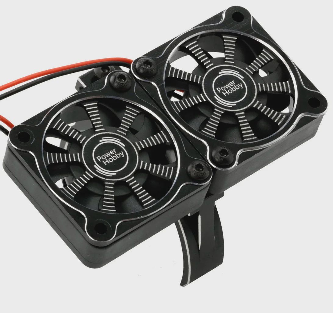 Powerhobby 1/5 Aluminum Heatsink Dual High Speed Cooling Fans w/Cover Black