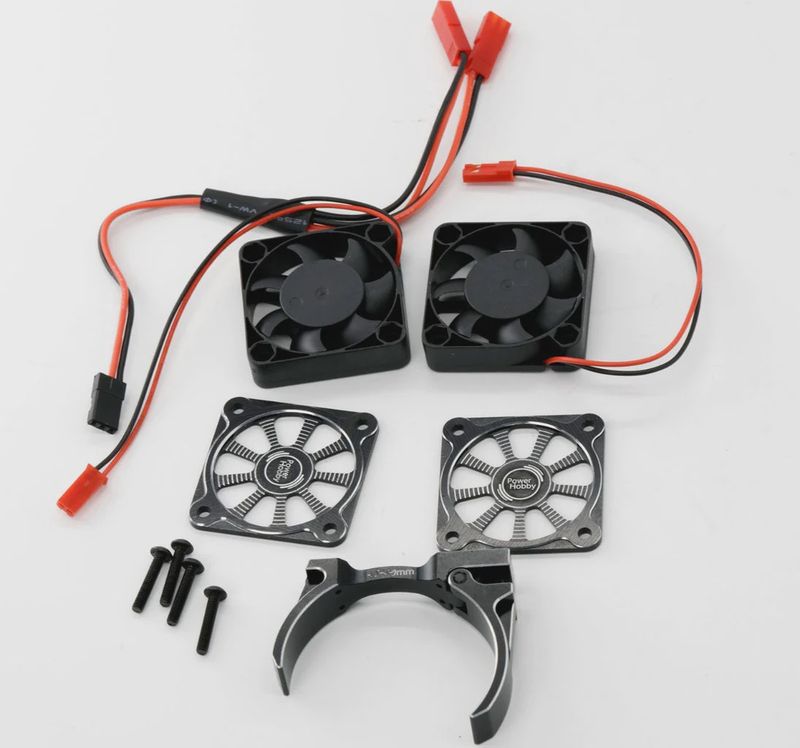 Powerhobby 1/5 Aluminum Heatsink Dual High Speed Cooling Fans w/Cover Black