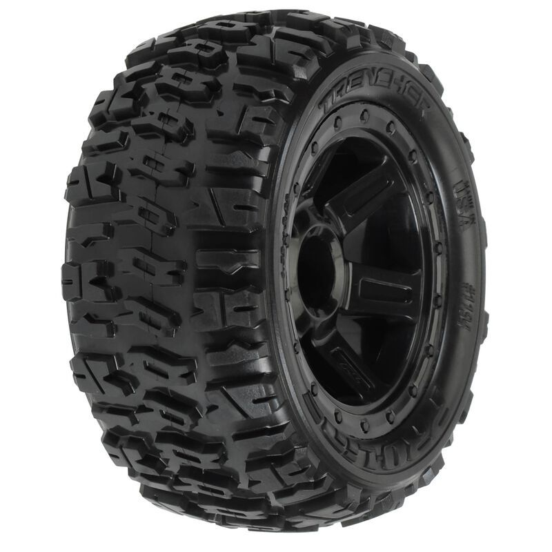 1/16 Trencher M2 Fr/Rr 2.2&quot; Tires Mounted 12mm Blk Desperado (2)
