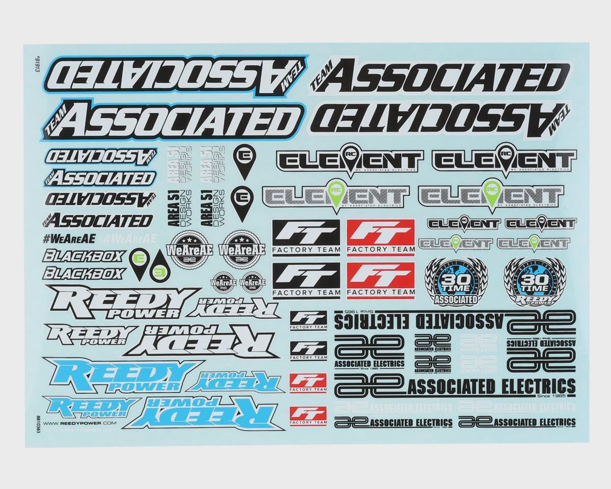 Team Associated AE Branding Decal Sheet