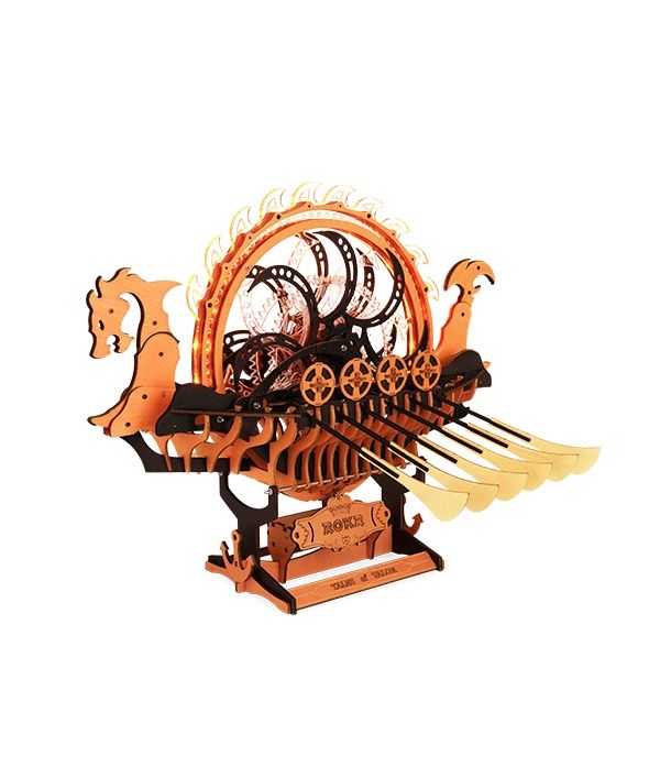 Viking Dragon Ship, Mechanical 3D Wooden Puzzle