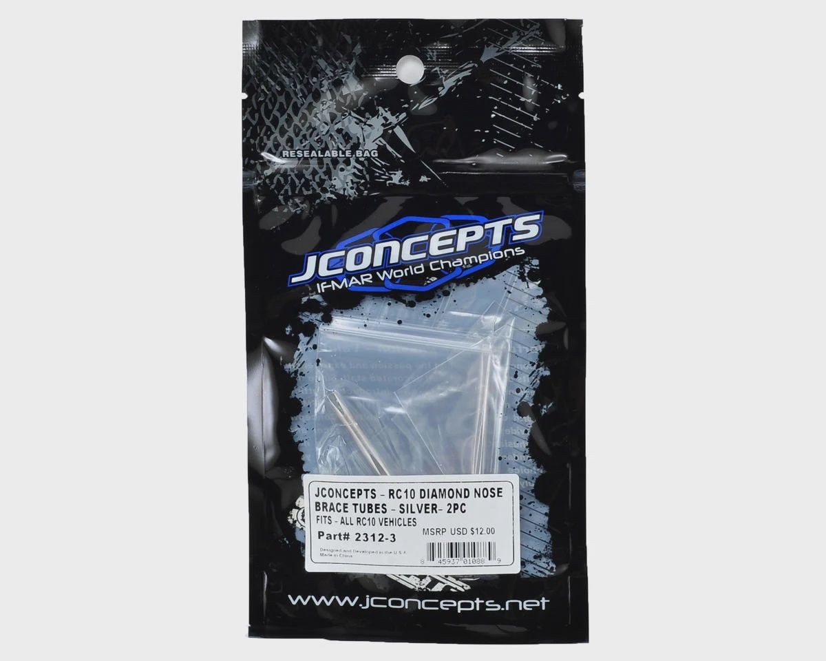 JConcepts RC10 Classic Diamond Nose Brace Tubes (Silver)