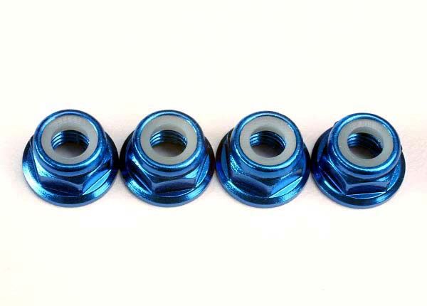 NUTS 5MM FLANGED LOCK BLUE