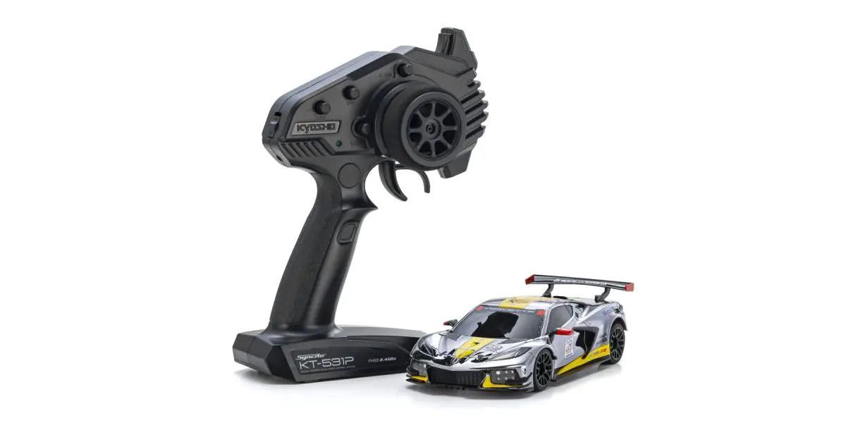 Kyosho Mini-Z RWD MR-04 readyset Chevrolet Corvette C8.R Chrome/Yellow Kyosho America 20th Anniversary