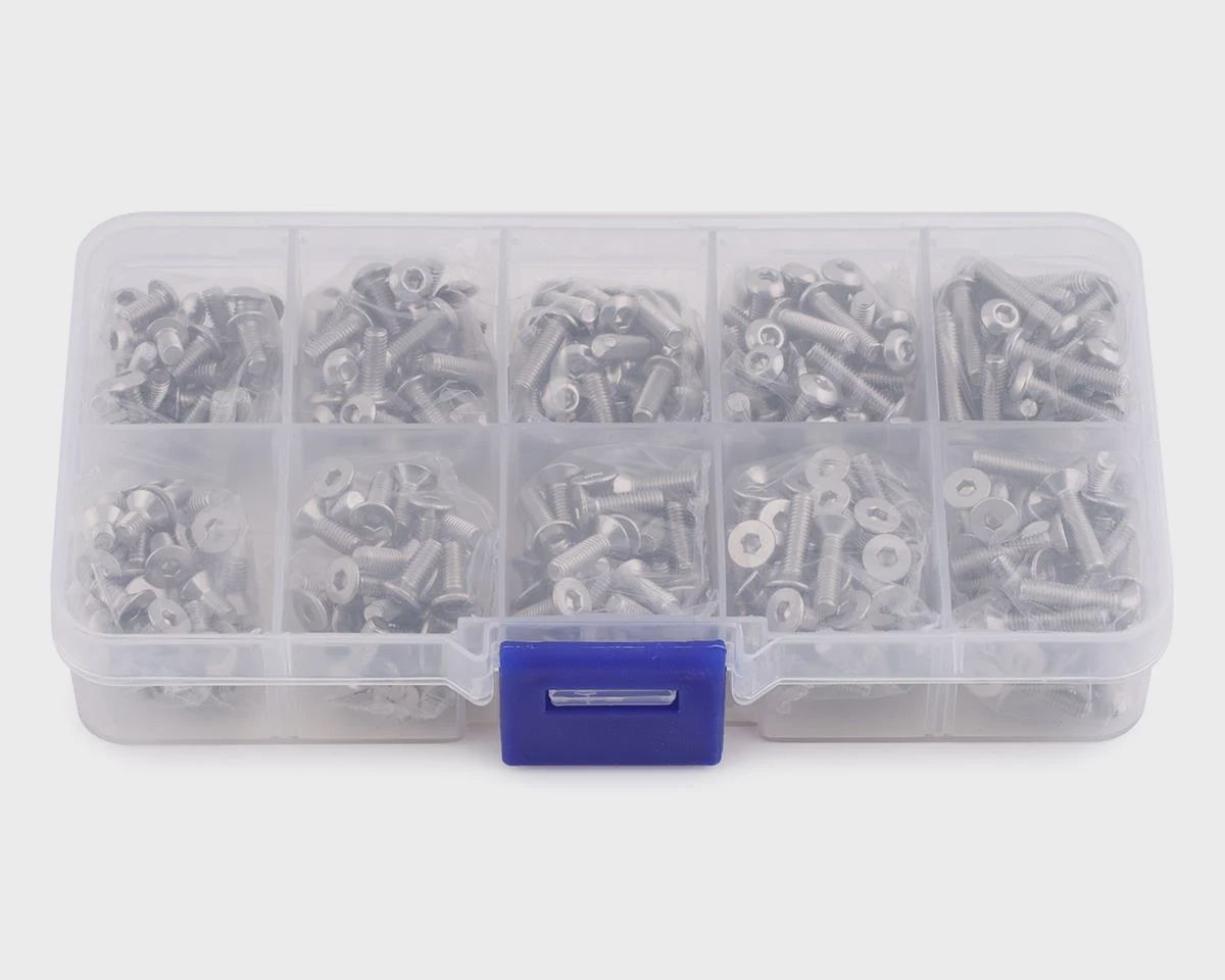 Yeah Racing 3mm Stainless Steel Screw Set w/Case (400) (Flat Head/Button Head)