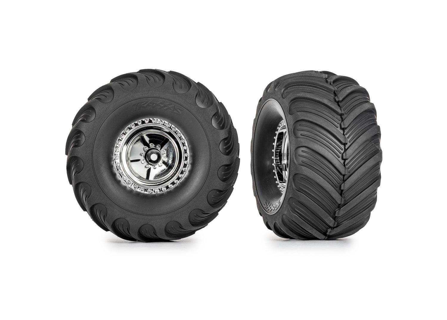 TRX-4MT 1.2&quot; Chrome Wheels &amp; Terra Groove Tires (2)