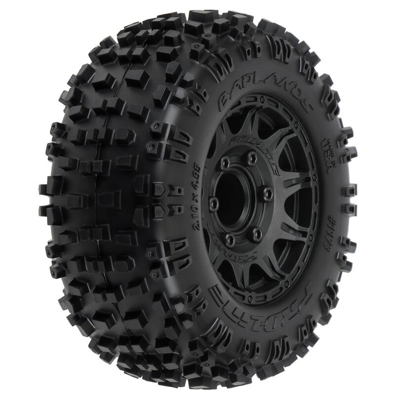 1/10 Badlands F/R 2.8&quot; MT Tires Mounted 12mm/14mm Black Raid (2
