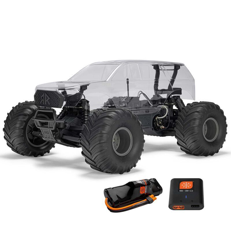 1/10 GORGON 2WD RTA Kit Brushed Monster Truck (Battery &amp; Charger Included), Clear