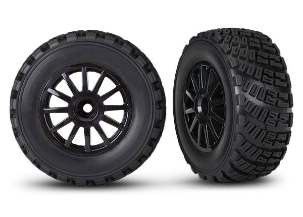Black 12-Spoke Rally Wheels w/ Rally Tires (2)
