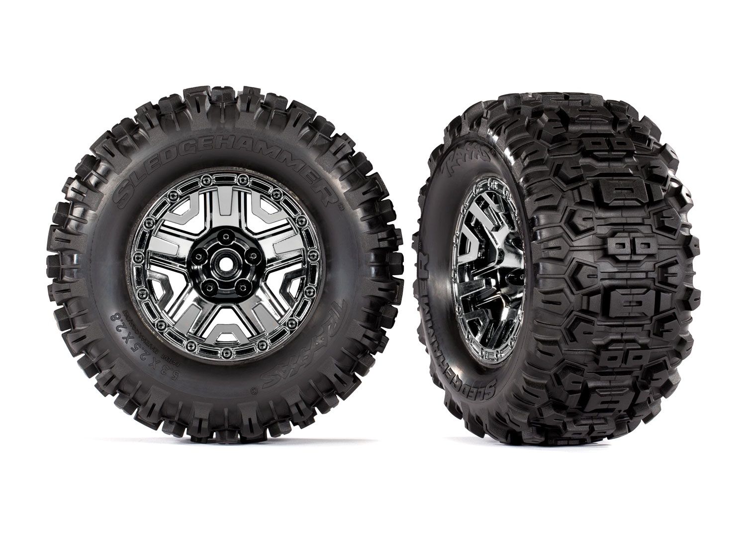 2.8&quot; Black Chrome Wheels &amp; Sledgehammer Tires (2)