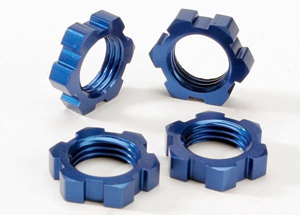 17 mm  Aluminum Splined Wheel Nuts (4), Color: BLUE