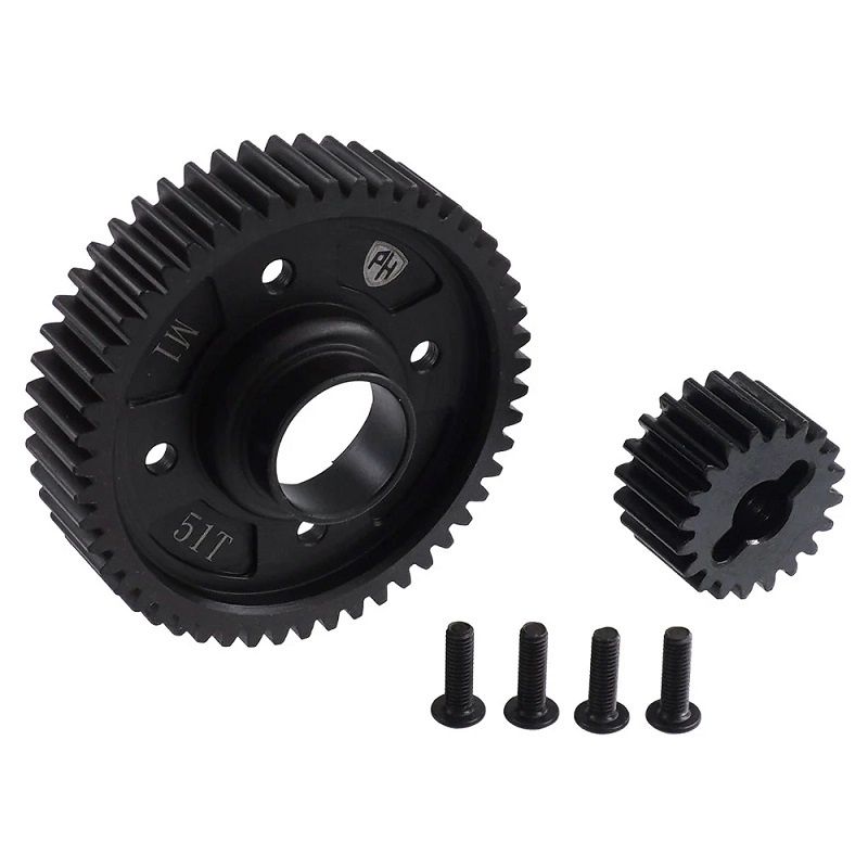 Medium Carbon Steel Center Diff Output Gear 51T &amp; Input Gear 20T, for Traxxas X-Maxx / XRT