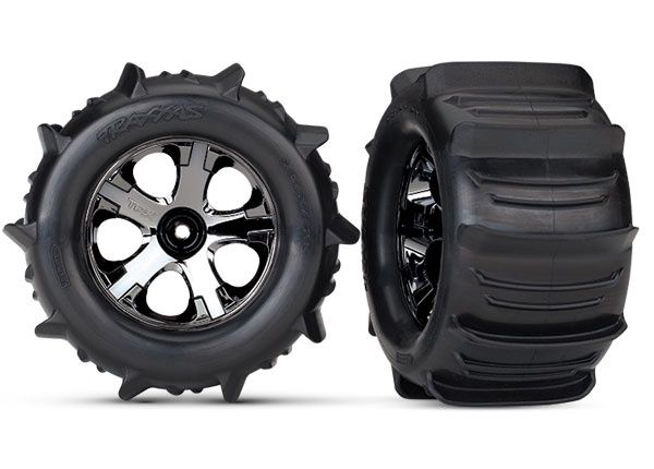 All-Star 2.8&quot; Black Chrome Wheels &amp; Paddle Tires (2)