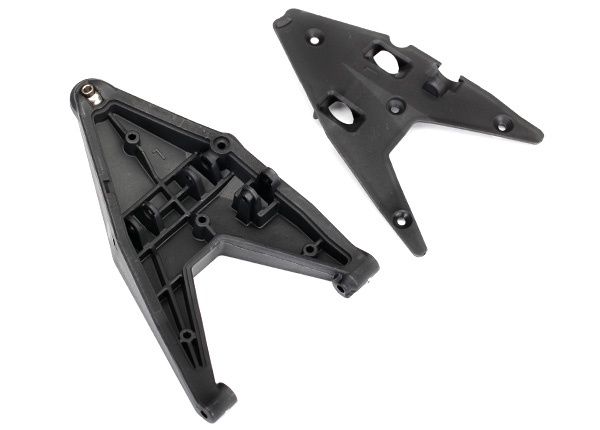 Lower left suspension arm with insert comes assembled with hollow ball, Color: black