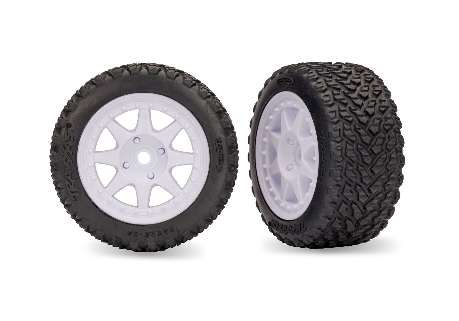 White Rear Mini Rally wheels with Rally Tires (2), Color: WHT