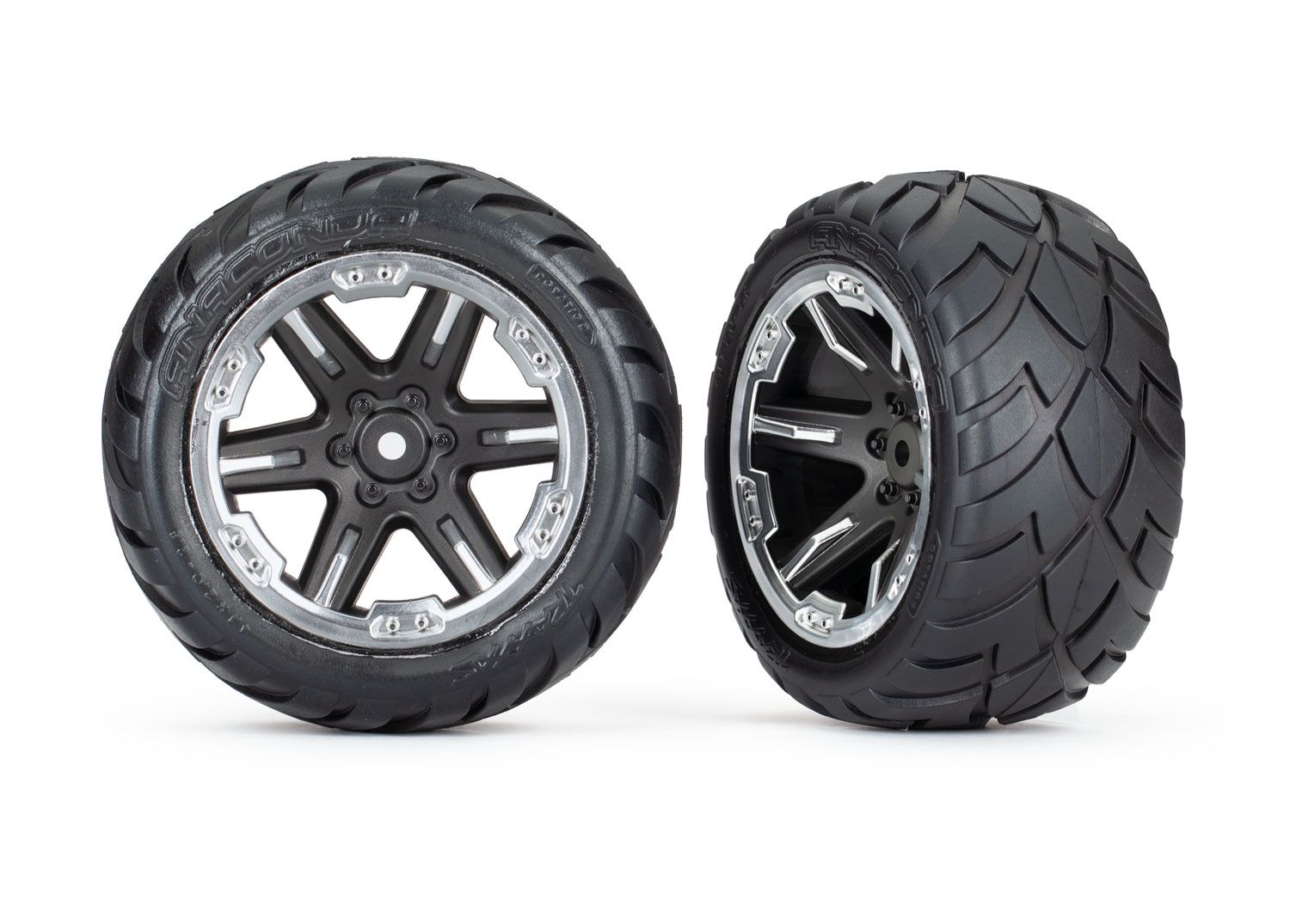 RXT 2.8" Black &amp; Chrome Wheels &amp; Anaconda Tires (2), Color: chrome ring