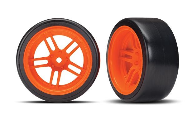 1.9" Split-Spoke Rear Wheels &amp; Drift Tires (2), Color: ORANGE