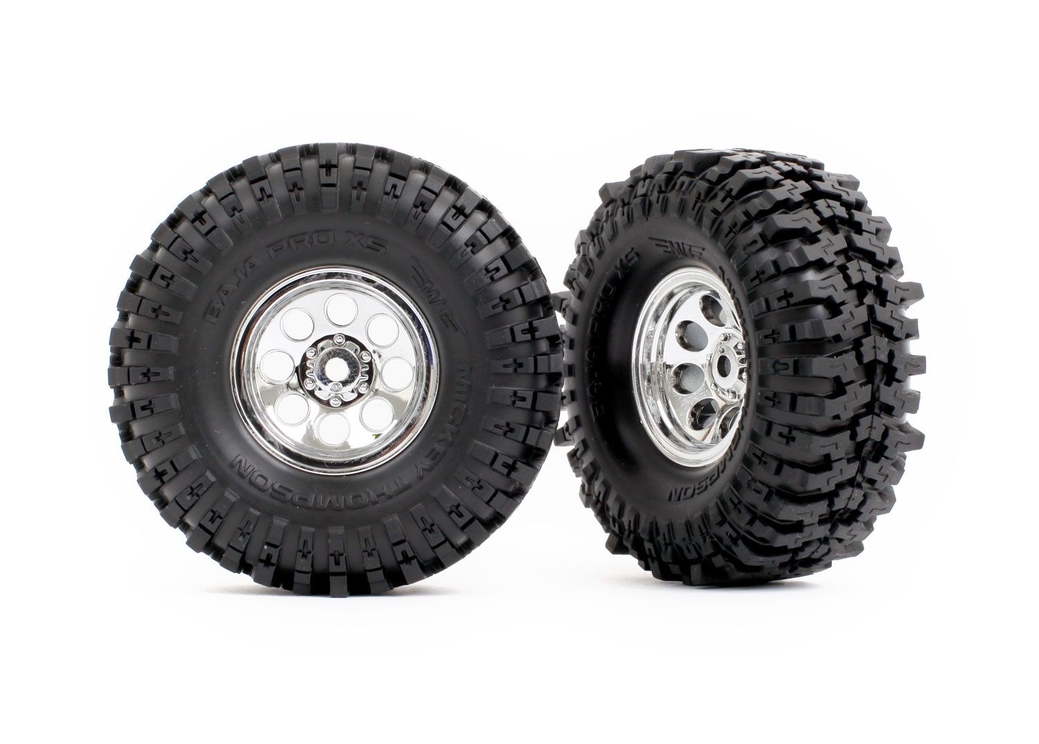 TRX-4M 1" Chrome Wheels w/ MT Baja Pro Tires (2)