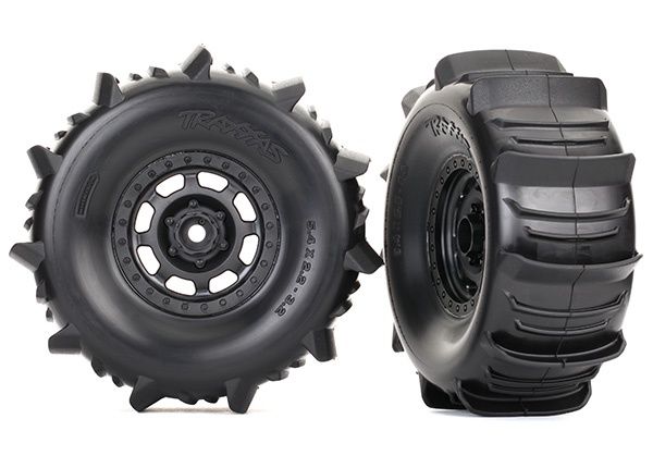 Desert Racer Black Wheels w/ Paddle Tires (2)