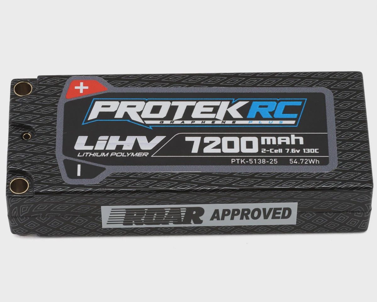 ProTek RC 2S 130C Low IR Si-Graphene+ HV Mid-Sized LiPo Battery (7.6V/7200mAh) w/5mm Connectors (ROAR Approved) (113mm Length)